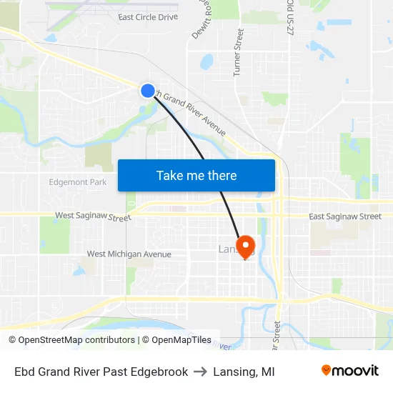 Ebd Grand River Past Edgebrook to Lansing, MI map