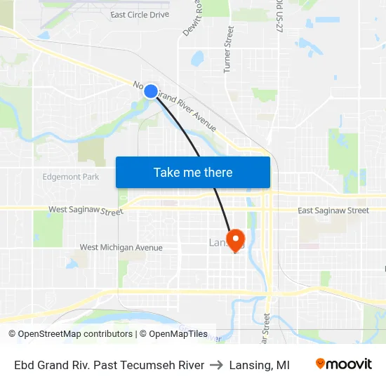 Ebd Grand Riv. Past Tecumseh River to Lansing, MI map
