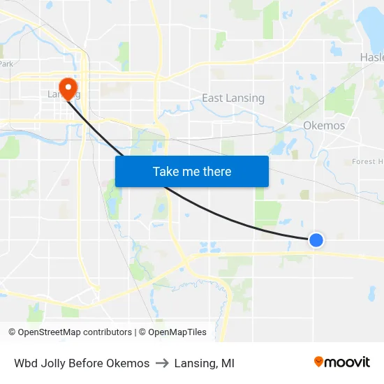 Wbd Jolly Before Okemos to Lansing, MI map