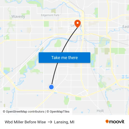 Wbd Miller Before Wise to Lansing, MI map