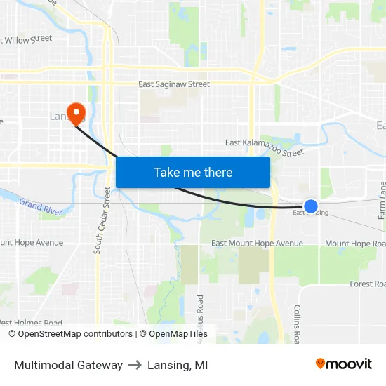 Multimodal Gateway to Lansing, MI map