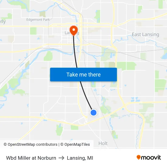 Wbd Miller at Norburn to Lansing, MI map