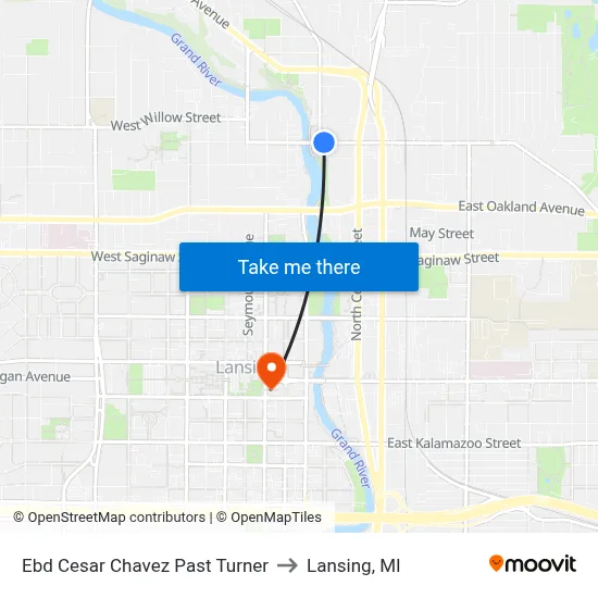 Ebd Cesar Chavez Past Turner to Lansing, MI map
