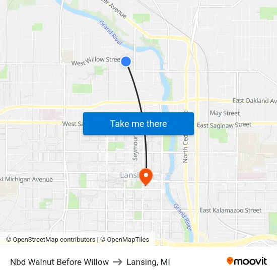 Nbd Walnut Before Willow to Lansing, MI map