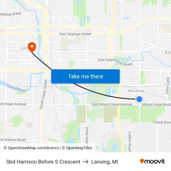 Sbd Harrison Before S Crescent to Lansing, MI map