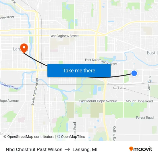 Nbd Chestnut Past Wilson to Lansing, MI map