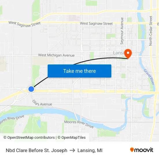 Nbd Clare Before St. Joseph to Lansing, MI map