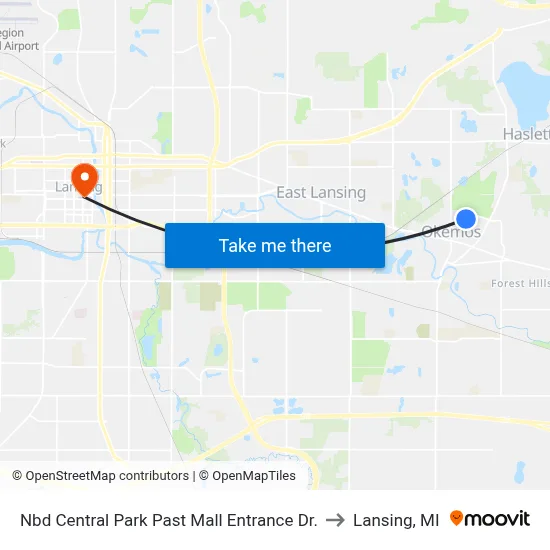Nbd Central Park Past Mall Entrance Dr. to Lansing, MI map