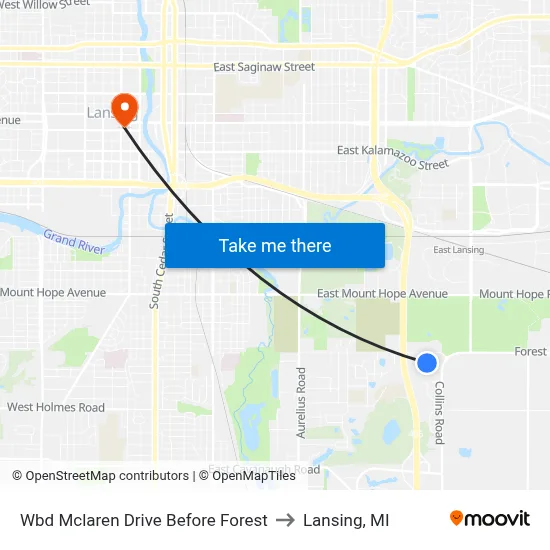 Wbd Mclaren Drive Before Forest to Lansing, MI map