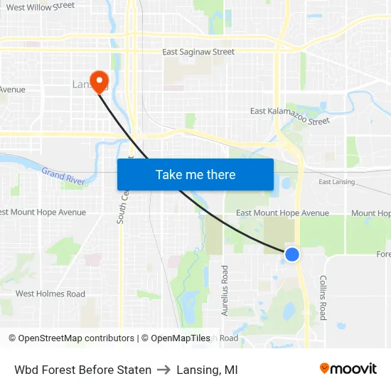 Wbd Forest Before Staten to Lansing, MI map