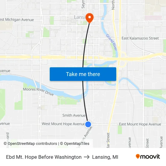 Ebd Mt. Hope Before Washington to Lansing, MI map