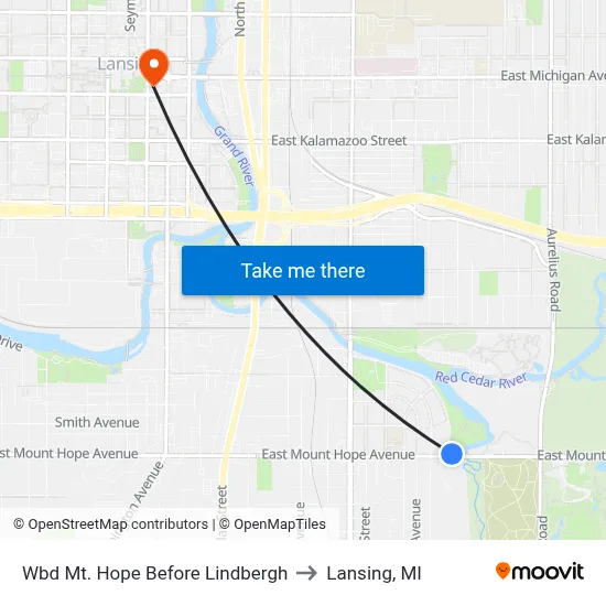 Wbd Mt. Hope Before Lindbergh to Lansing, MI map