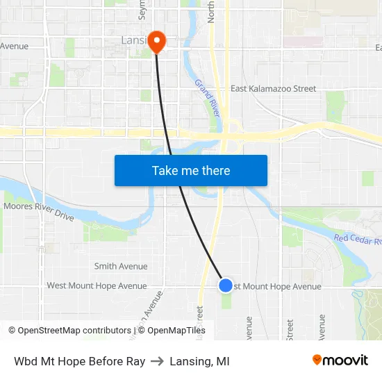 Wbd Mt Hope Before Ray to Lansing, MI map