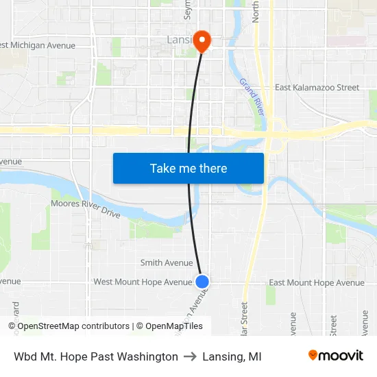 Wbd Mt. Hope Past Washington to Lansing, MI map