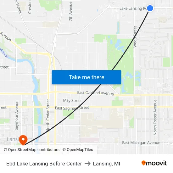 Ebd Lake Lansing Before Center to Lansing, MI map