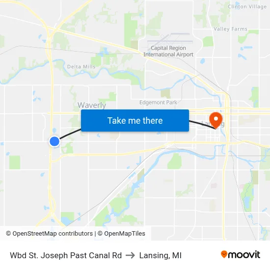 Wbd St. Joseph Past Canal Rd to Lansing, MI map
