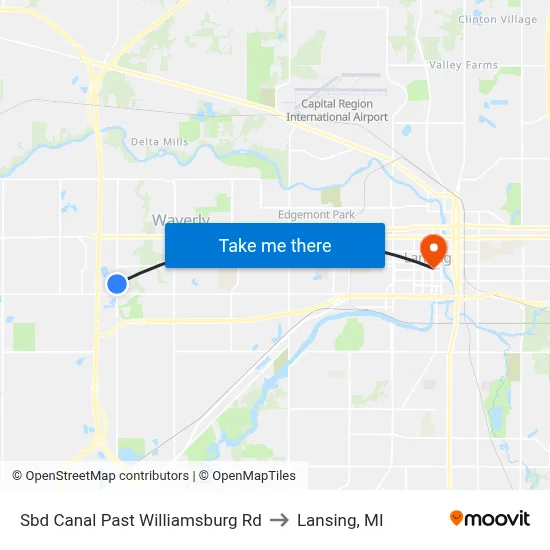 Sbd Canal Past Williamsburg Rd to Lansing, MI map