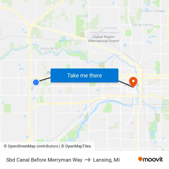 Sbd Canal Before Merryman Way to Lansing, MI map