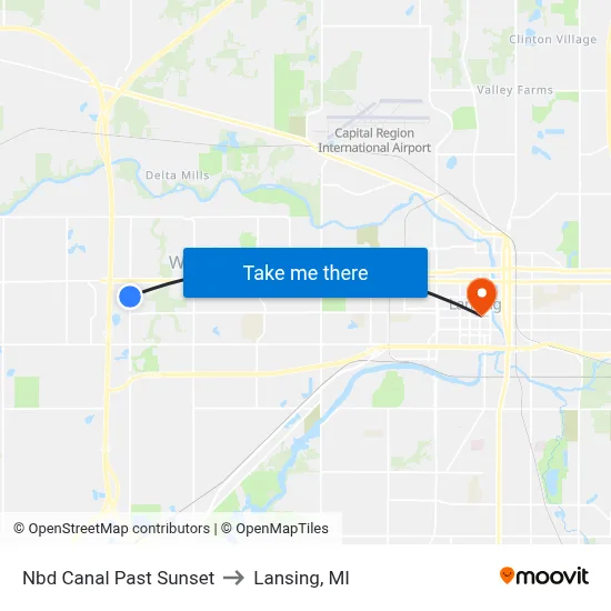 Nbd Canal Past Sunset to Lansing, MI map