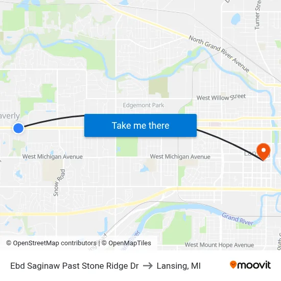 Ebd Saginaw Past Stone Ridge Dr to Lansing, MI map