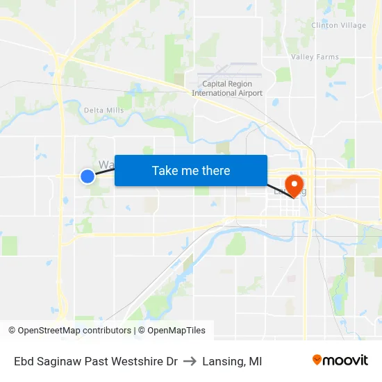 Ebd Saginaw Past Westshire Dr to Lansing, MI map