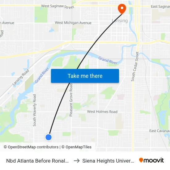 Nbd Atlanta Before Ronald St to Siena Heights University map