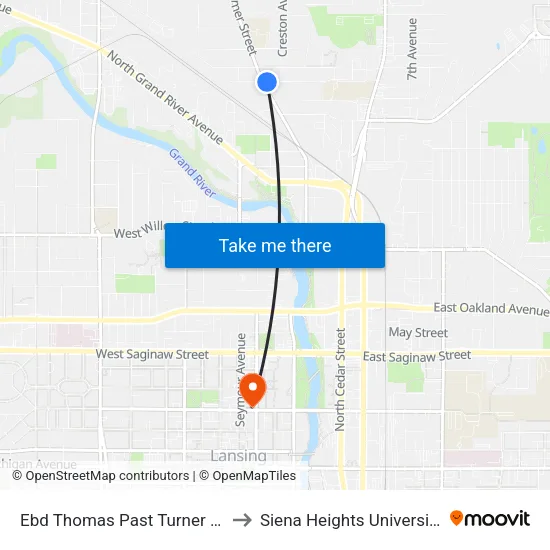 Ebd Thomas Past Turner St to Siena Heights University map