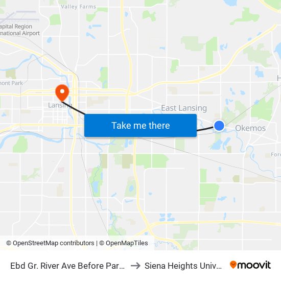Ebd Gr. River Ave Before Park Lake to Siena Heights University map
