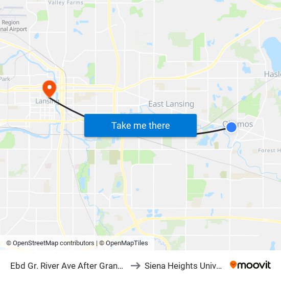 Ebd Gr. River Ave After Grand View to Siena Heights University map