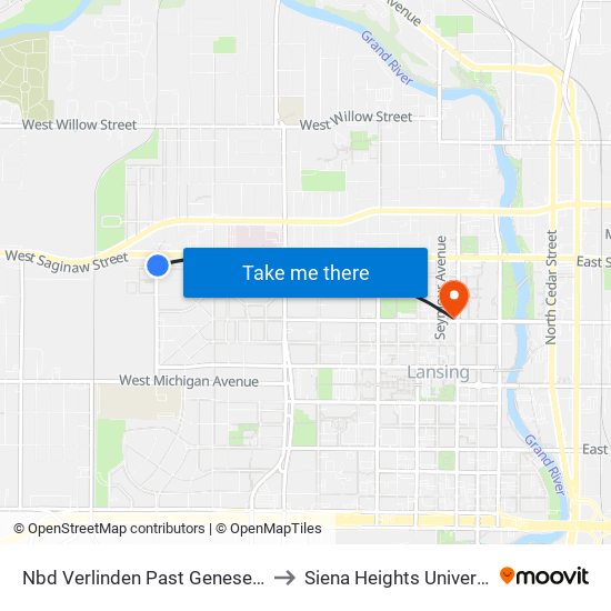 Nbd Verlinden Past Genesee Dr to Siena Heights University map