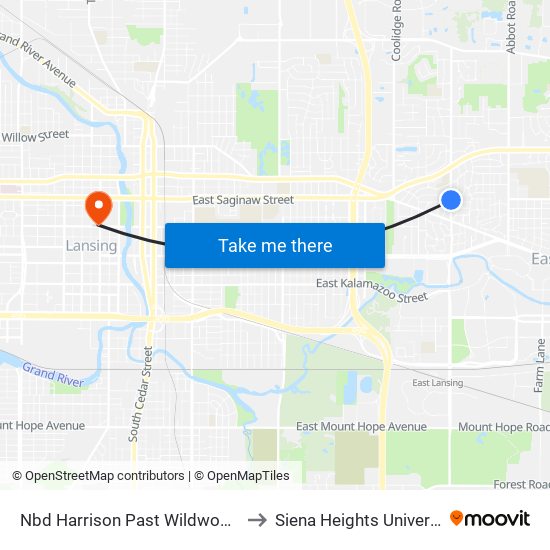 Nbd Harrison Past Wildwood Dr to Siena Heights University map