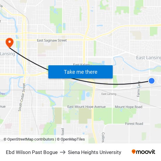 Ebd Wilson Past Bogue to Siena Heights University map