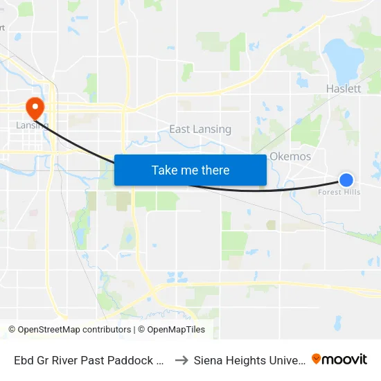 Ebd Gr River Past Paddock Farms to Siena Heights University map