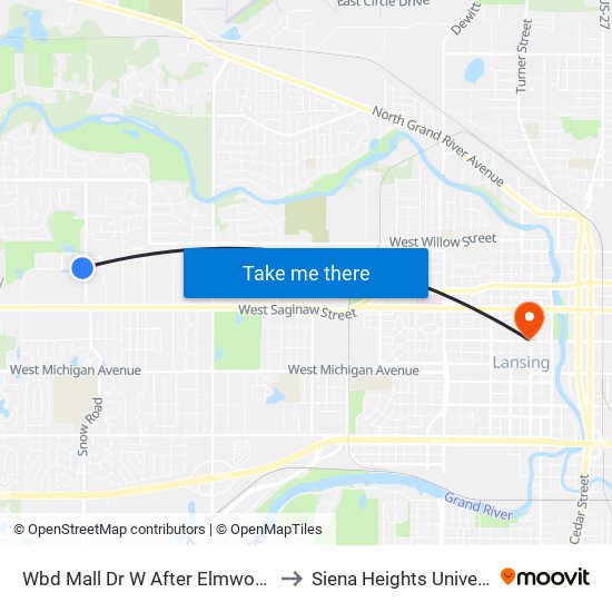 Wbd Mall Dr W After Elmwood Rd to Siena Heights University map