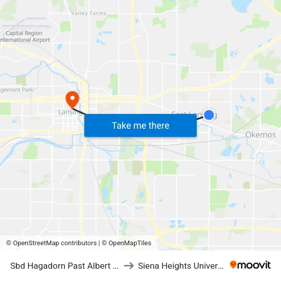 Sbd Hagadorn Past Albert Ave to Siena Heights University map