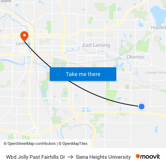 Wbd Jolly Past Fairhills Dr to Siena Heights University map