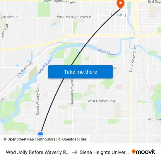 Wbd Jolly Before Waverly Road to Siena Heights University map