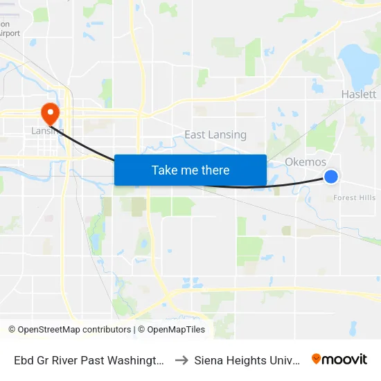 Ebd Gr River Past Washington Hts to Siena Heights University map
