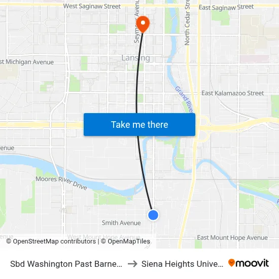 Sbd Washington Past Barnes Ave to Siena Heights University map