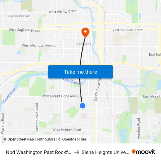 Nbd Washington Past Rockford R to Siena Heights University map