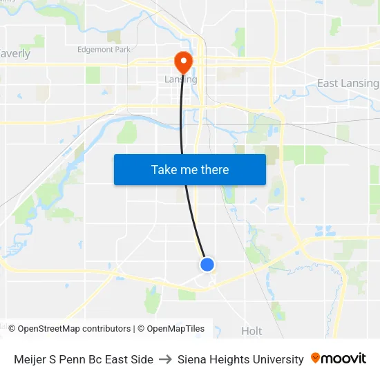 Meijer S Penn Bc East Side to Siena Heights University map
