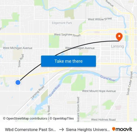 Wbd Cornerstone Past Snow to Siena Heights University map