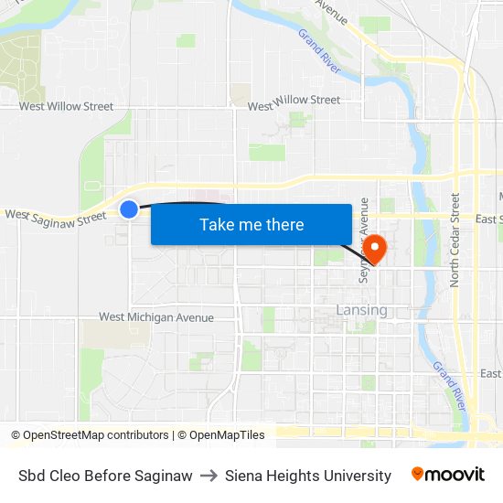 Sbd Cleo Before Saginaw to Siena Heights University map