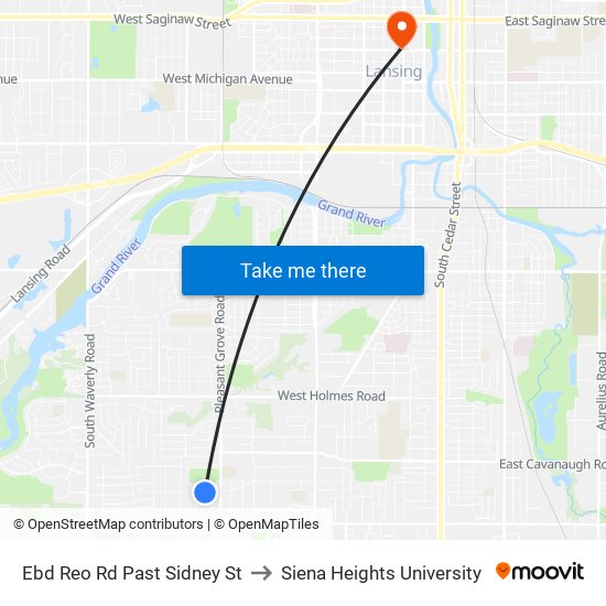 Ebd Reo Rd Past Sidney St to Siena Heights University map