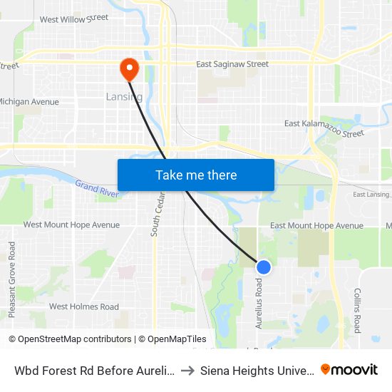 Wbd Forest Rd Before Aurelius Rd to Siena Heights University map