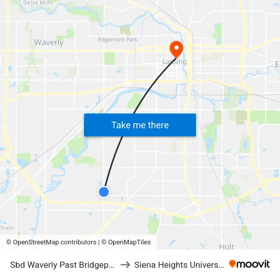 Sbd Waverly Past Bridgeport to Siena Heights University map