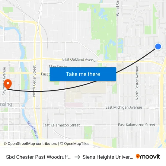 Sbd Chester Past Woodruff Ave to Siena Heights University map