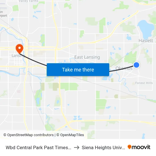 Wbd Central Park Past Times Square to Siena Heights University map