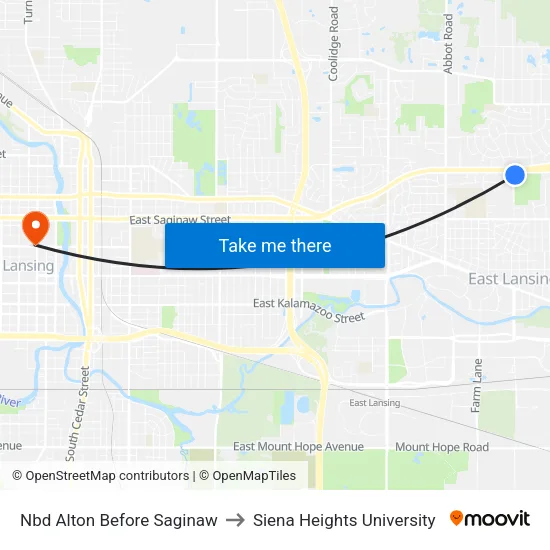 Nbd Alton Before Saginaw to Siena Heights University map