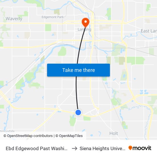 Ebd Edgewood Past Washington to Siena Heights University map